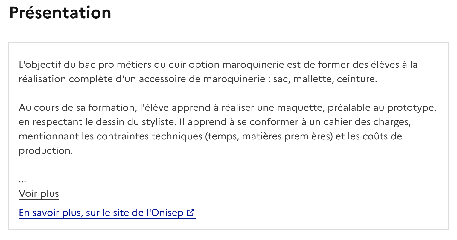 Description de la formation