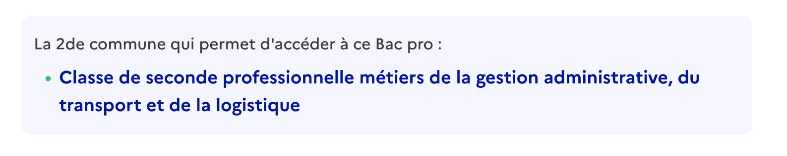Seconde commune permettant d'accéder au Bac Pro