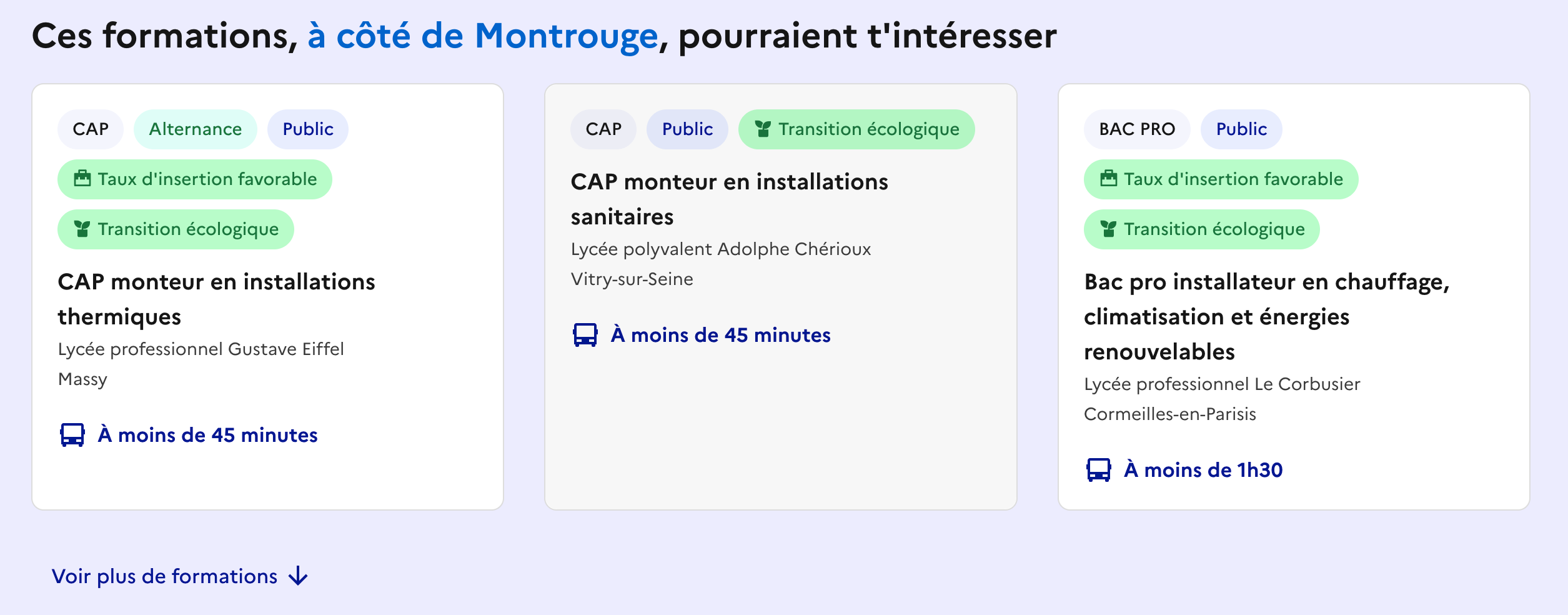 Suggestions de formations proches