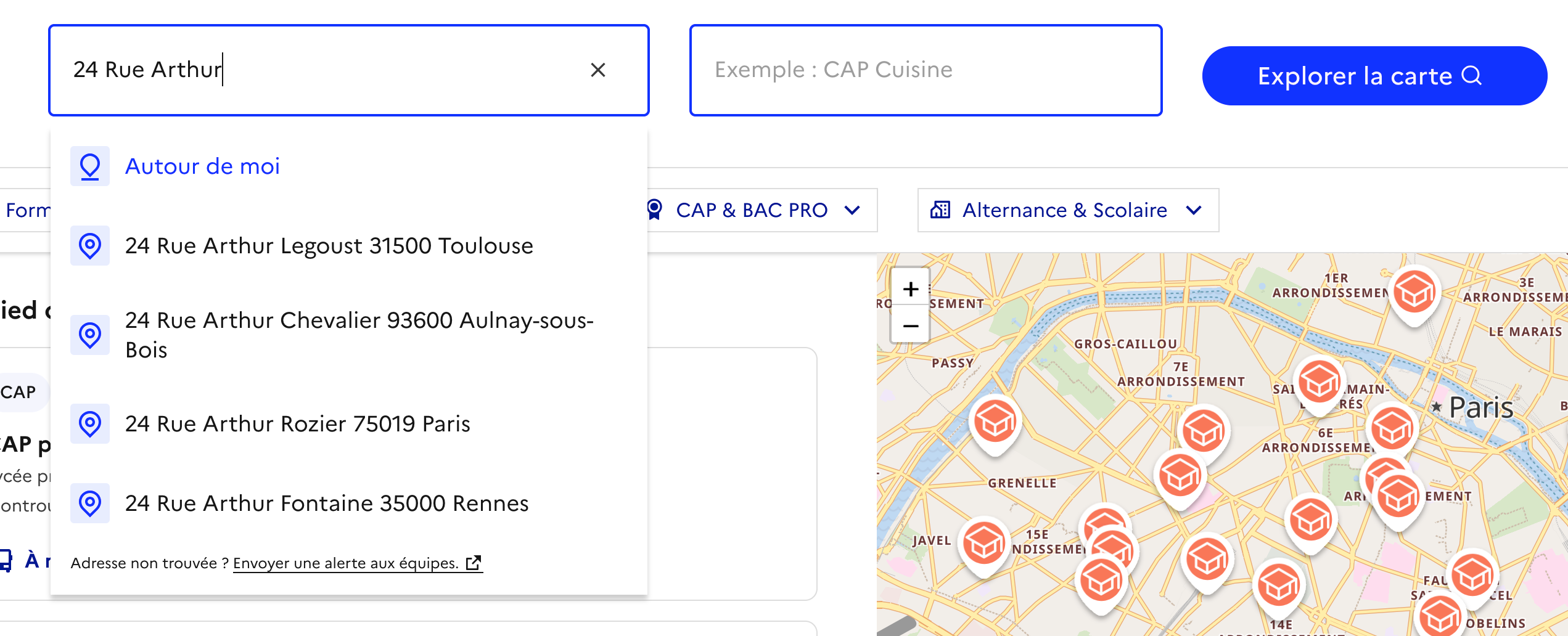 Renseigner l'adresse